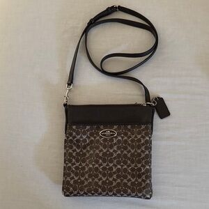 Coach Dark Brown Monogram Crossbody Bag